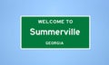 Summerville, Georgia city limit sign. Town sign from the USA.