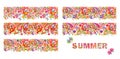 Summery colorful floral borders collection and print with summer flowers lettering