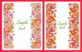 Summery greeting cards with seamless decorative colorful floral borders