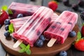 Summery Healthy mixed berry popsicle dessert. Generate Ai