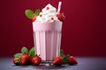 Summery indulgence Pink fresh milkshake with strawberry, yogurt, and cream