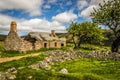 Summery old abandoned Glenfenzie farmhouse ruin in scotland Royalty Free Stock Photo