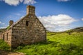 Summery old abandoned Glenfenzie farmhouse ruin in scotland