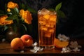 Summery Peach iced tea glass. Generate Ai Royalty Free Stock Photo