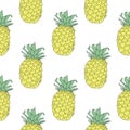 Summery seamless pattern background of yellow pineapples.