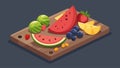 A summery snack board with a vibrant mix of juicy watermelon slices ripe berries and crisp cucumber rounds displayed on Royalty Free Stock Photo