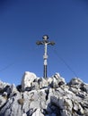 Summit cross of Breitenstein mountain, Bavaria, Germany, in wintertime Royalty Free Stock Photo