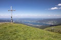 Summit cross on the Hirschberg peak in Bavaria, Germany Royalty Free Stock Photo