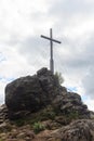 Summit cross on mountain Silberberg in Bavarian Forest, Germany Royalty Free Stock Photo