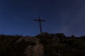 Summit cross at night, Benediktenwand mountain, Bavaria, Germany Royalty Free Stock Photo