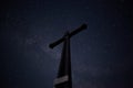 Summit cross at night, Rotwand mountain, Bavaria, Germany Royalty Free Stock Photo