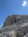 summit cross on the sulzfluh. Big cross on the highest point of the mountain. On top. High quality photo Royalty Free Stock Photo