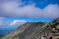 The summit of the Gaustatoppen in norway with a stony path that few dare to climb