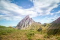 Summit of gehrenspitze at mountain chain hahnenkamm