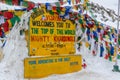 Prayer flags along a high mountain pass in India Royalty Free Stock Photo