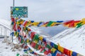 Prayer flags along a high mountain pass in India Royalty Free Stock Photo