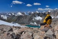 On summit in Kyrgyzstan Royalty Free Stock Photo