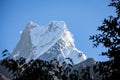 The summit of Machapuchare mountain in the Himalayas Royalty Free Stock Photo