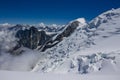 Alpinist attempting the Montblanc summit in the Alps