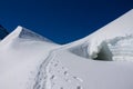 Alpinist attempting the Montblanc summit in the Alps