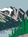 Summit of Mount Triumph in Cascade Range Located in Northern Cascades National Park in Washington WPA Poster Art