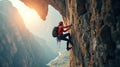 Summit Quest: Conquering the Cliff Royalty Free Stock Photo