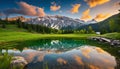 Summit Serenity: Pond at the Mountain High-Top - Beautiful Mountain Landscape