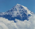 Summit of snowcapped Moench mountain in Switzerland, blue sky