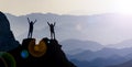 Summit of successful female mountaineers Royalty Free Stock Photo