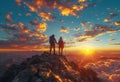 Summit Sunset: Hikers Conquer Together
