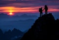 Summit Sunset: Hikers Conquer Together