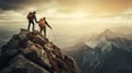 Summit Together: Modern Hikers in Mutual Support to Reach the Mountain Top. Generative ai