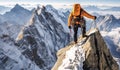 Summit Triumph Equipped Climber Conquers Snowy Peaks