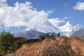 The summits of the snowy Huandoy (6 395 masl) Photo taken from Yungay.