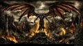 Summoning the phoenix from hell with digital art style, illustration painting Royalty Free Stock Photo