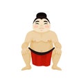 Sumo fighter. In traditional costume. Vector illustration.