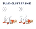 Sumo Glute Bridge Girl Workout Exercise Guide Colorful Concept.