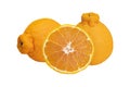 Sumo mandarin citrus orange fruit,hybrid between Kiyomi and ponkan,with clipping path on white background