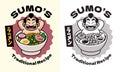 Sumo Mascot Ramen Cartoon Logo Set Japanese Word Means Ramen