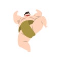 Sumo wrestler character fighting, Japanese martial art fighter vector Illustration on a white background