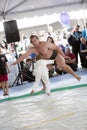 Sumo Wrestler and Child Royalty Free Stock Photo