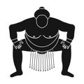 Sumo wrestler icon in black style isolated on white background. Japan symbol