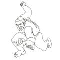 Sumo Wrestler or Rikishi Fighting Stance Front View Continuous Line Drawing