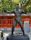 Sumo wrestler statue at Sumiyoshi Shrine in Fukuoka city, Japan.