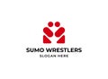 Sumo wrestlers logo. Sumo preparing to fight symbol