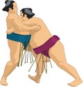 Sumo Wrestlers Vector Illustration