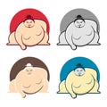 Sumo Wrestling Big Fat Man Cartoon Character Set