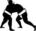 Sumo wrestling fight silhouette Royalty Free Stock Photo