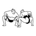 Sumo wrestling fight - vector illustration sketch hand drawn wit Royalty Free Stock Photo