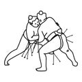 Sumo wrestling fight - vector illustration sketch hand drawn wit Royalty Free Stock Photo